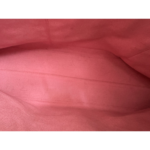 Orla Kiely Tote Bag Brown Cream Print Coated Canvas Pink Canvas-Leather Handles - Picture 9 of 10